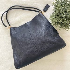 Coach Madison Phoebe Leather Shoulder Bag in Navy